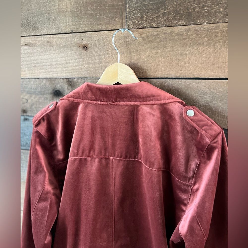 LC Lauren Conrad Velvet Moto Jacket Zip Front in Rose – Size L - Picture 10 of 10
